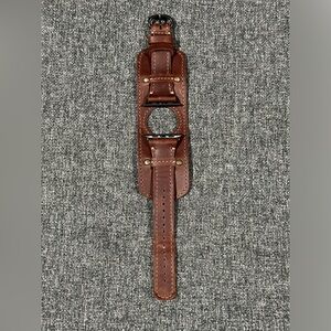 Apple Watch Cuff Leather Band - Chestnut w/Matte Black Hardware - Pad & Quill